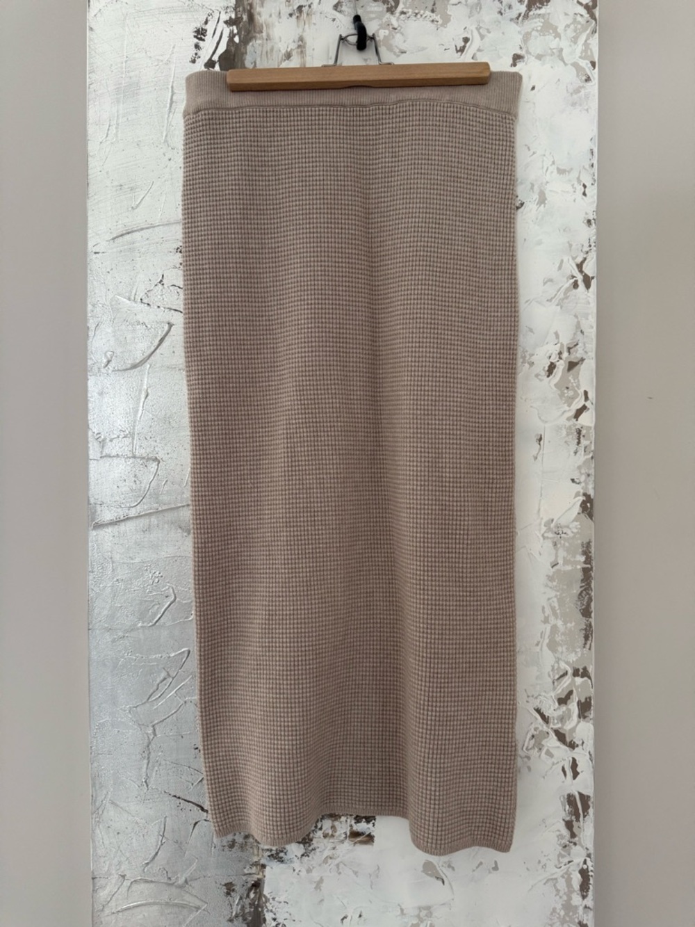 tea n rose Taupe Waffle-Knit Pencil Midi Skirt